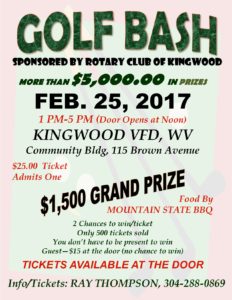 Rotary Club of Kingwood Golf Bash @ Kingwood Community Building | Kingwood | West Virginia | United States
