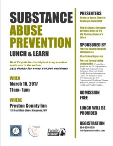 Lunch and Learn "Substance Abuse Prevention" @ Preston County Inn | Kingwood | West Virginia | United States