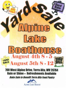 Alpine Lake Boathouse Yard Sale @ Alpine Lake Boathouse | Terra Alta | West Virginia | United States