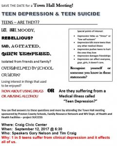 Teen Depression and Teen Suicide - Town Hall Meeting @ Craig Civic Center | Kingwood | West Virginia | United States