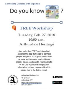 Do you know Clio? @ Arthurdale Heritage Center Hall